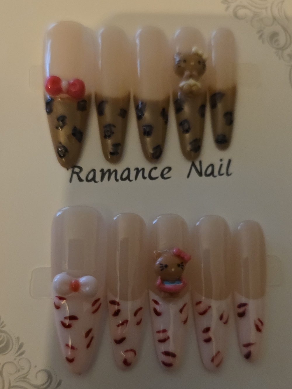 Brown & Pink Cut Press-On Nails Size Med